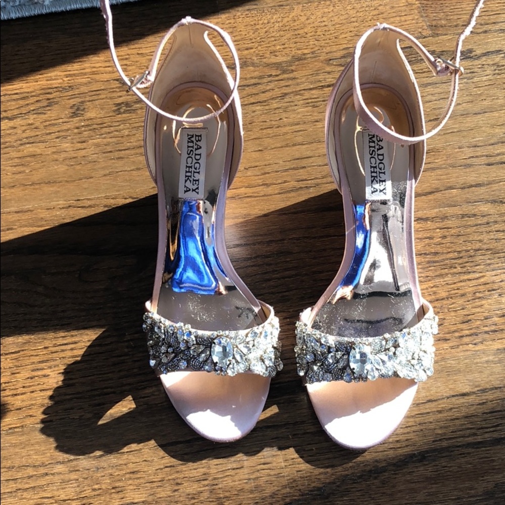 Badgley Mischka Tyra wedge wedding shoe in pink